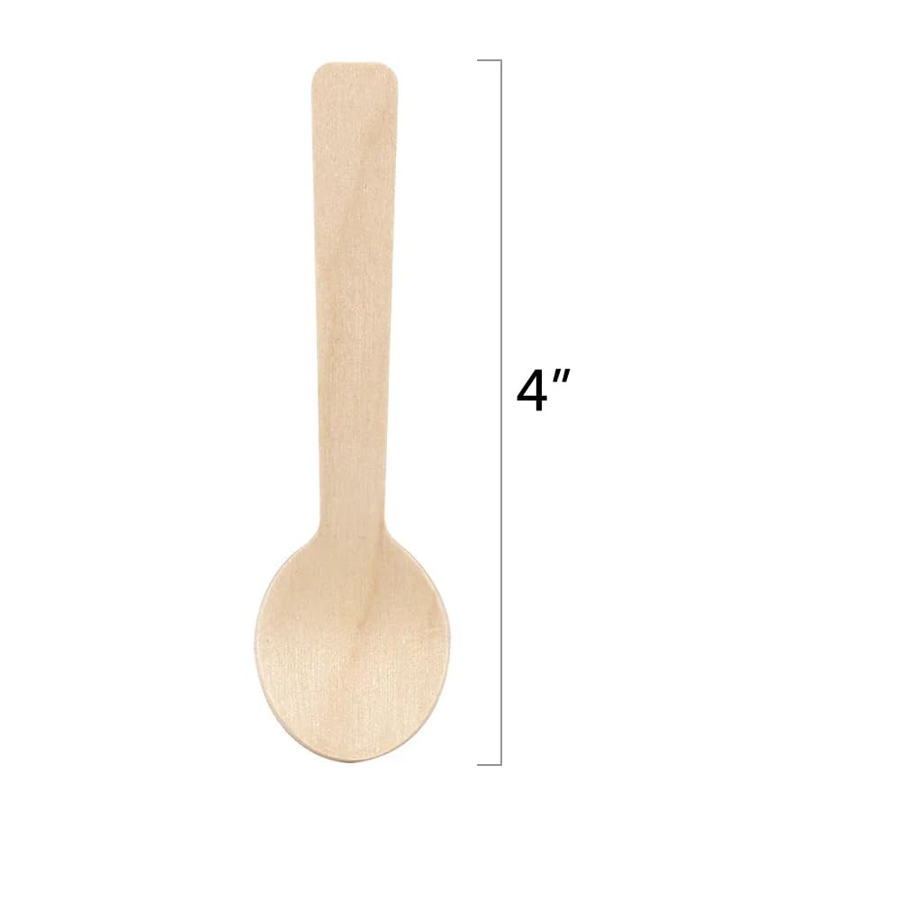 1000 Pcs mini wooden spoons 4-inch length,natural birch wood biodegradable