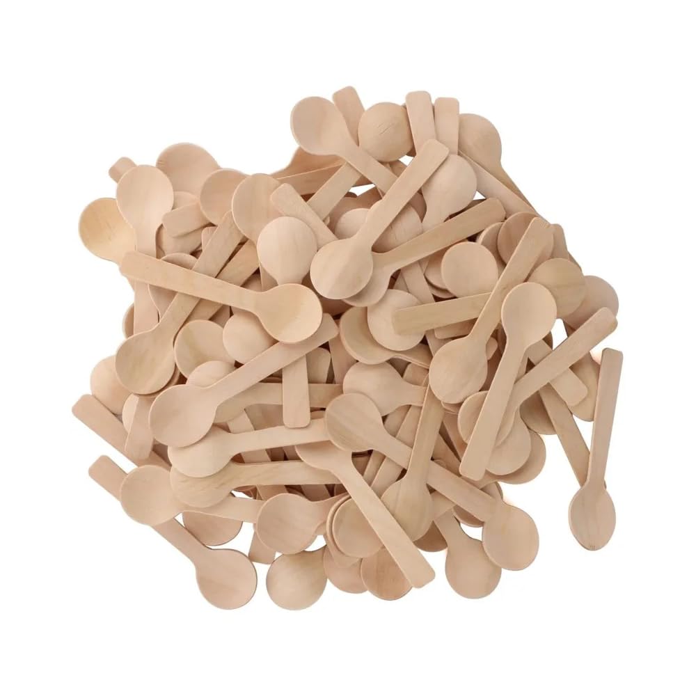 1000 Pcs mini wooden spoons 4-inch length,natural birch wood biodegradable
