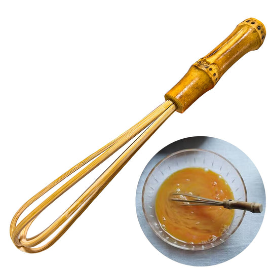Wooden Whisk, Handcrafted Bamboo Whisks for Cooking Non Scratch
