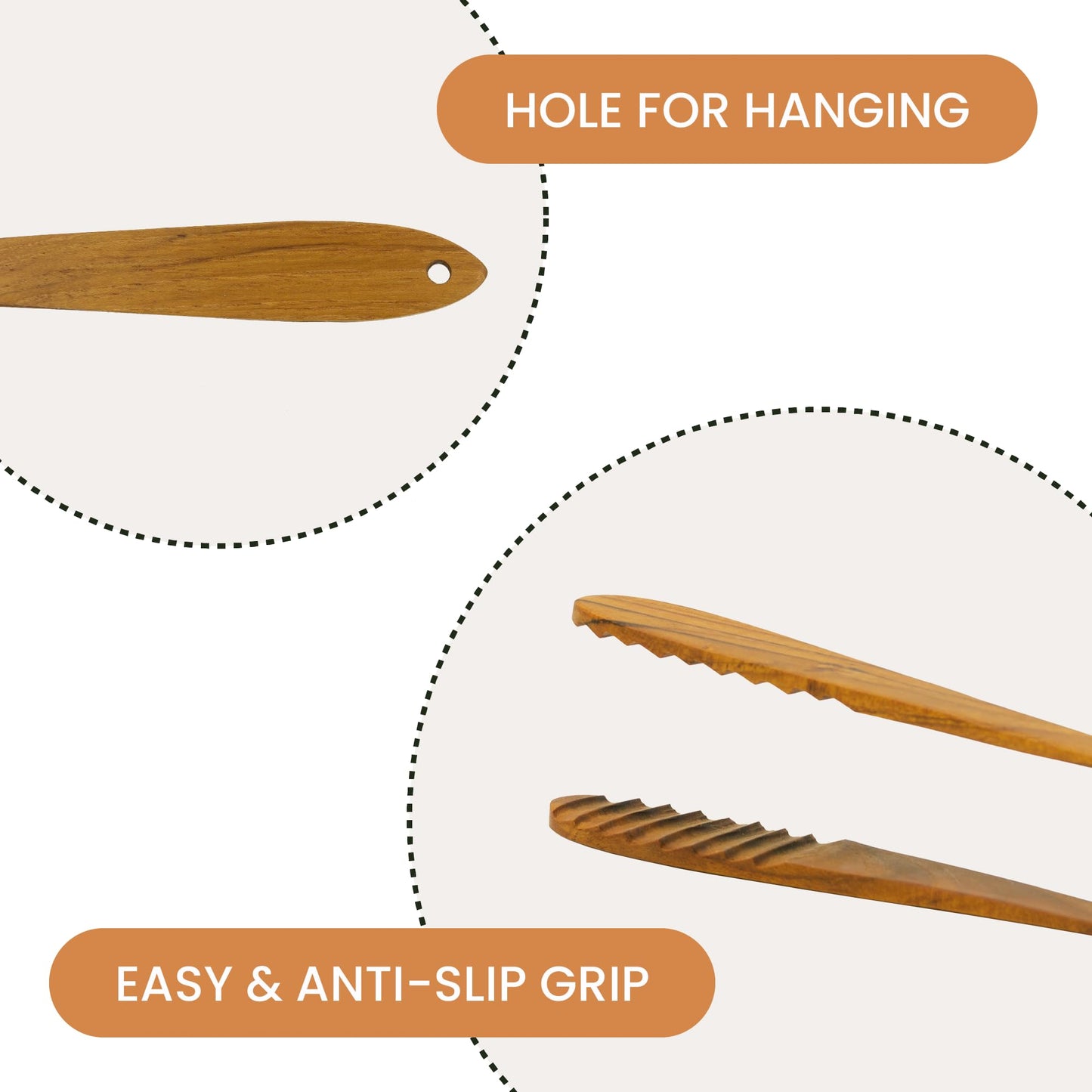 Teak Wood Tongs for Cooking & Salad Serving