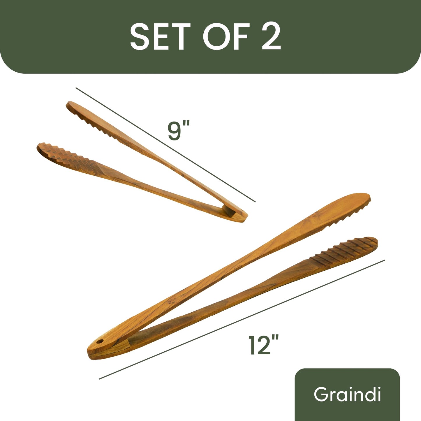 Teak Wood Tongs for Cooking & Salad Serving