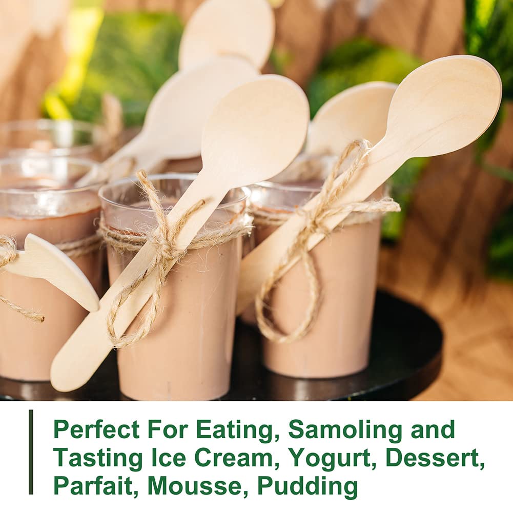 LotFancy Disposable Wooden Spoons, 100Pcs 6.25 inch