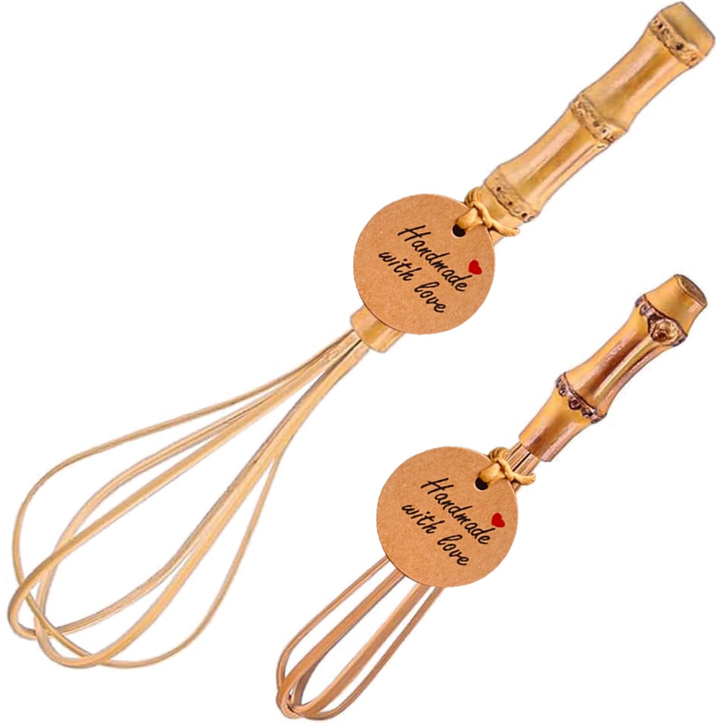 Handmade Wood Whisks for Cooking - 5.7In Natural Bamboo Whisk,