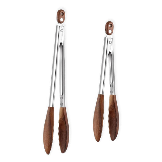 Wooden Tongs for Cooking Heat Resistant 2 Pcs 9 Inch 12 Inch