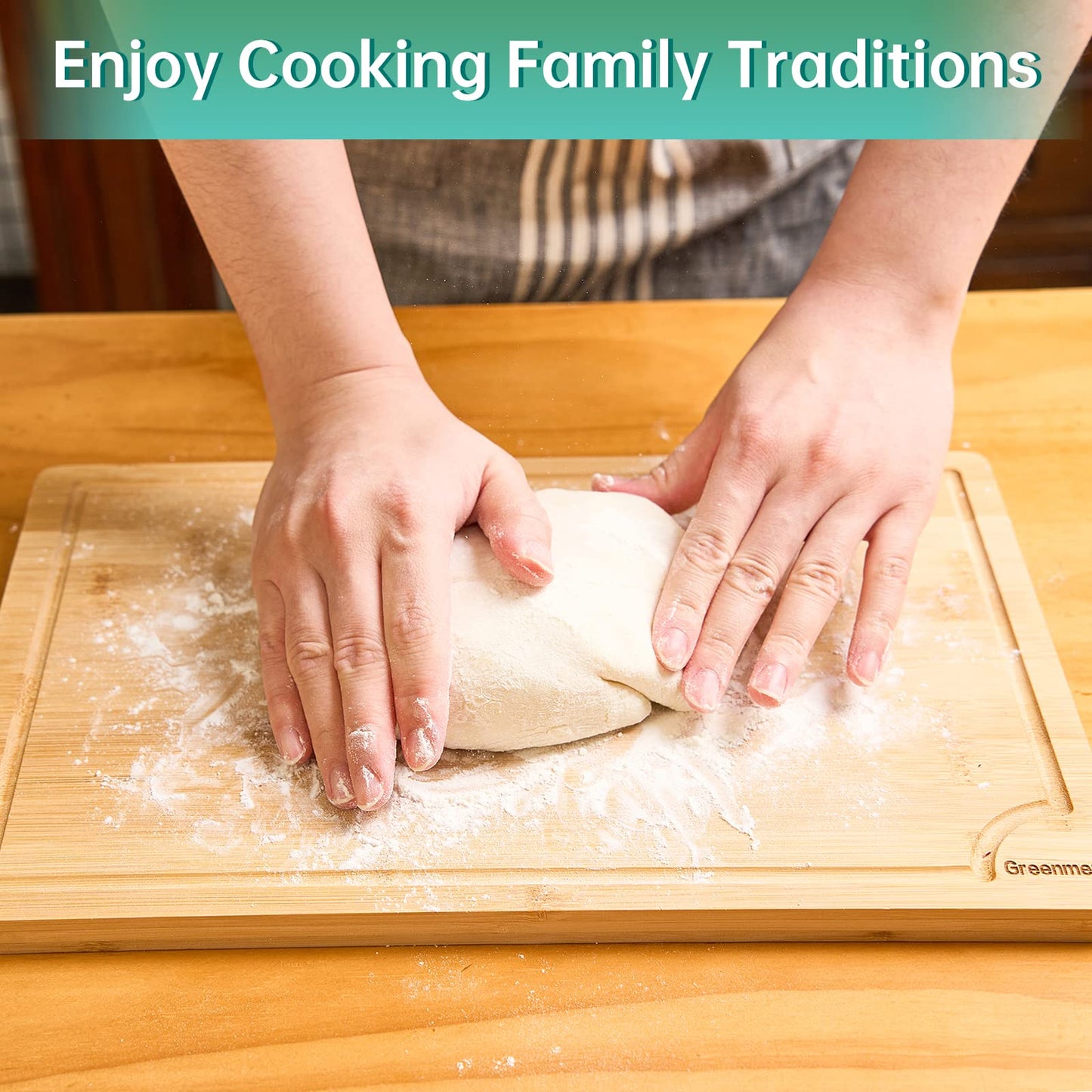 Bamboo Cutting Boards for Kitchen, Wood Cutting Board with Holder,