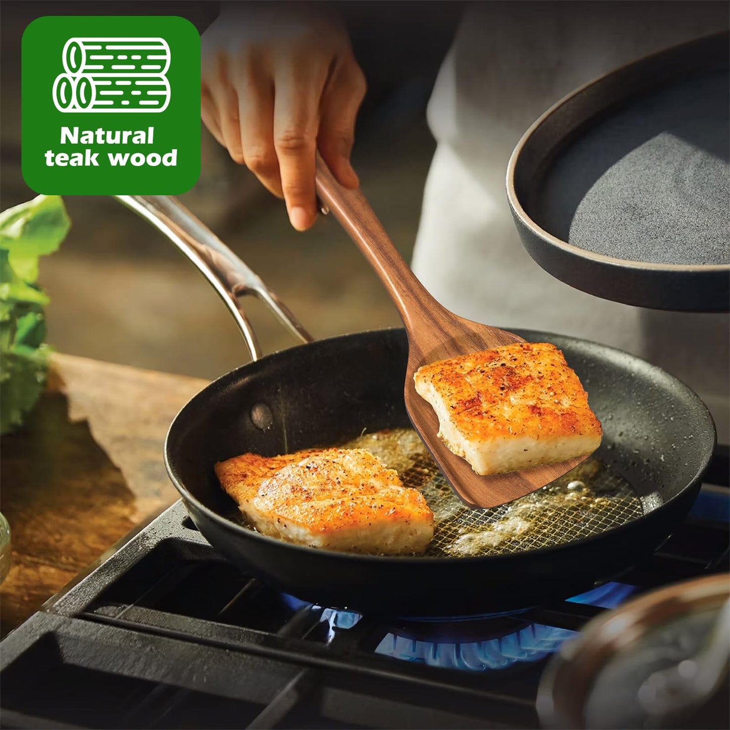 Natural Teak Kitchen 10 PCS. Cooking Utensil Set with Holder