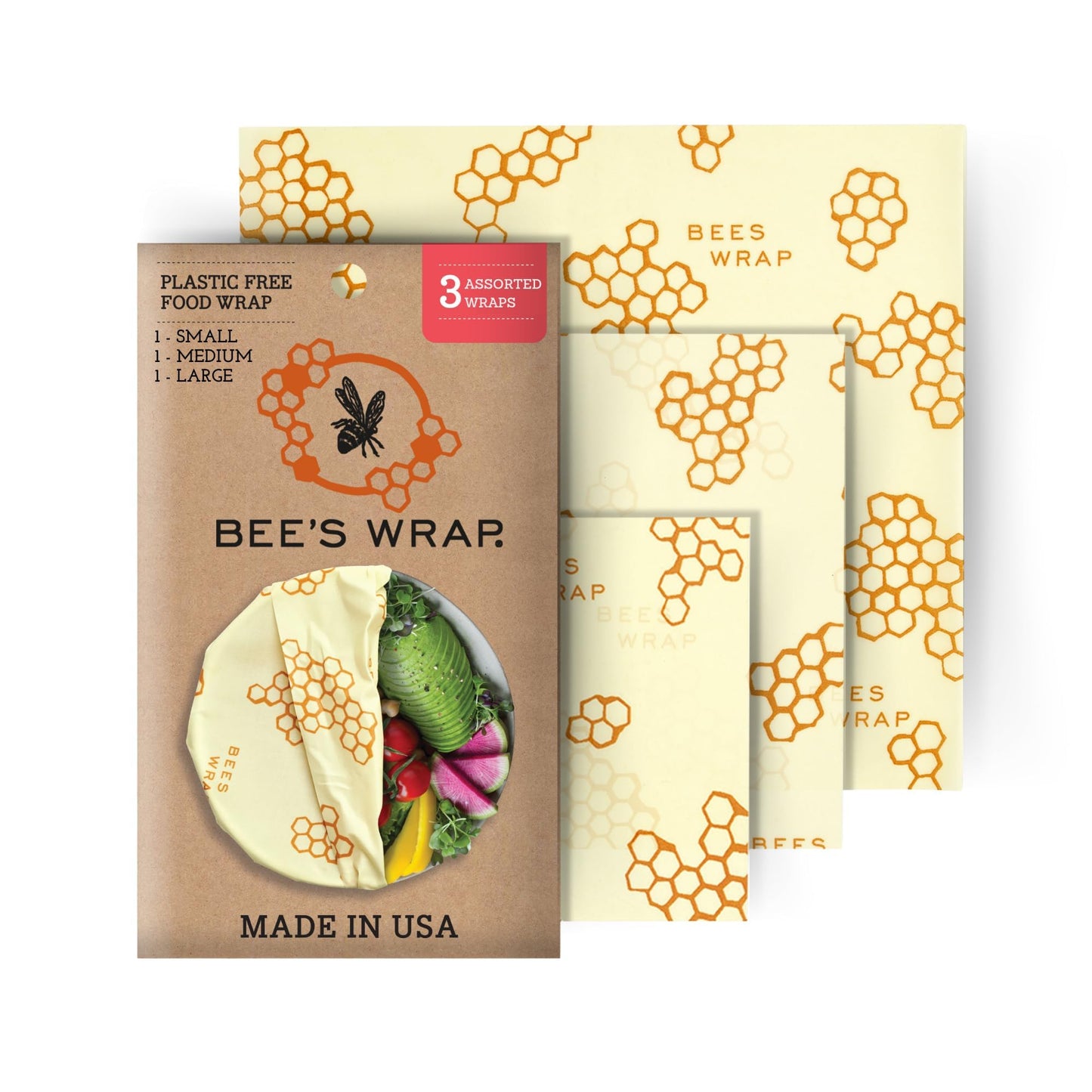 Bee's Wrap Beeswax Wraps for Food - Made in USA Reusable