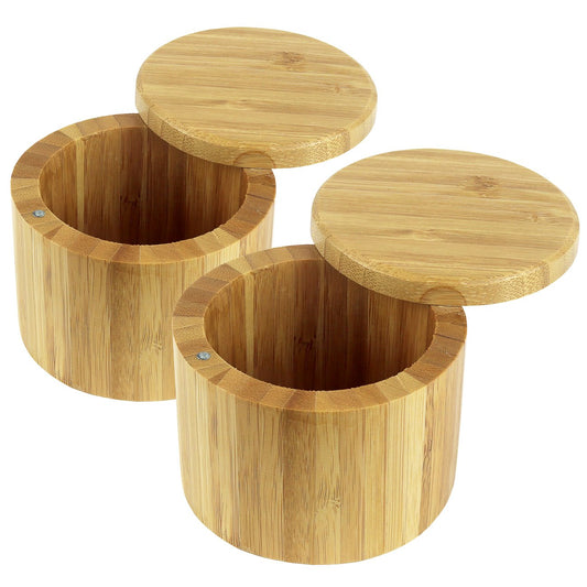 Estilo 2 pc Premium Bamboo Salt and Pepper Bowls,