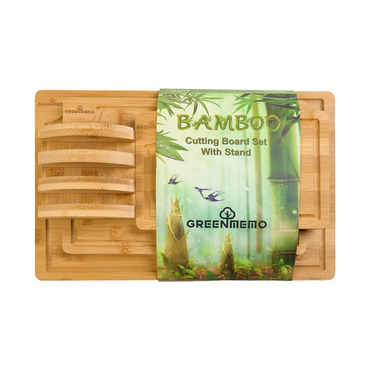 Bamboo Cutting Boards for Kitchen, Wood Cutting Board with Holder,