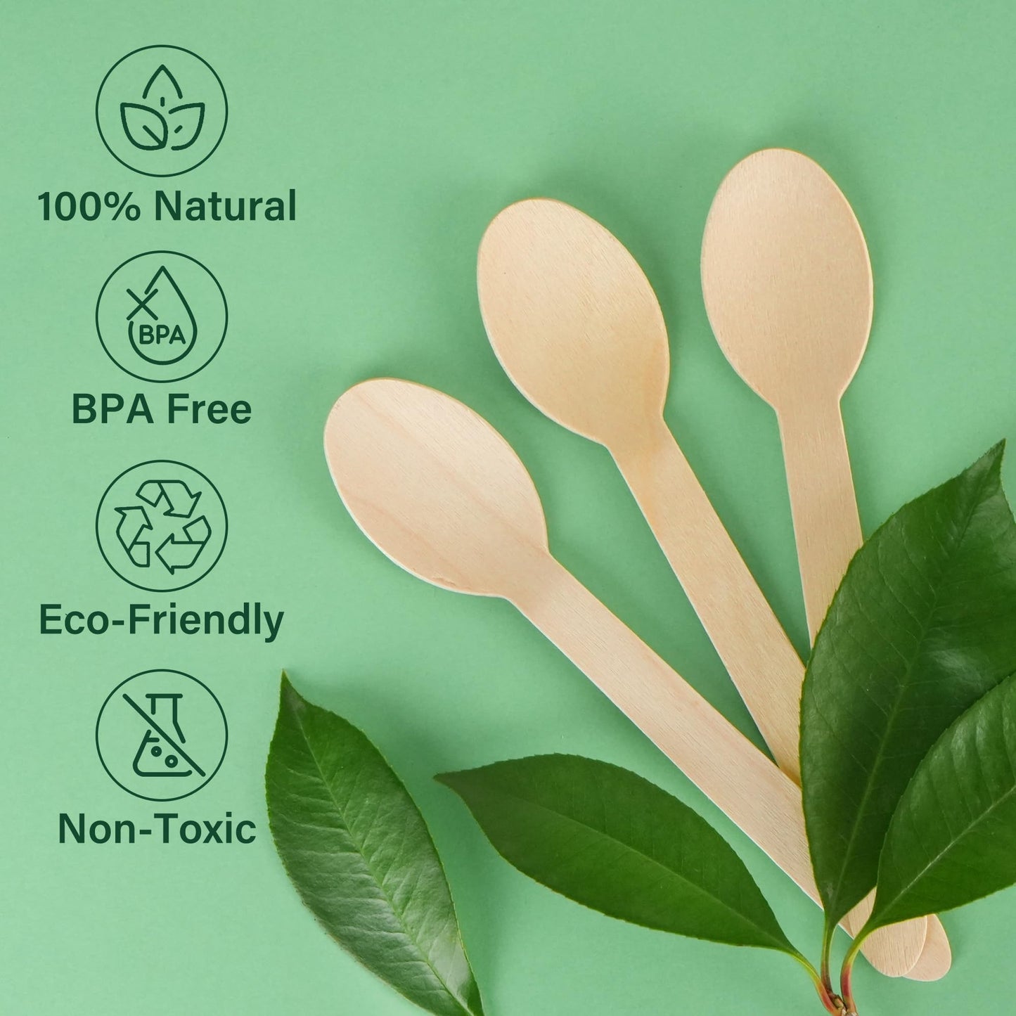 LotFancy Disposable Wooden Spoons, 100Pcs 6.25 inch