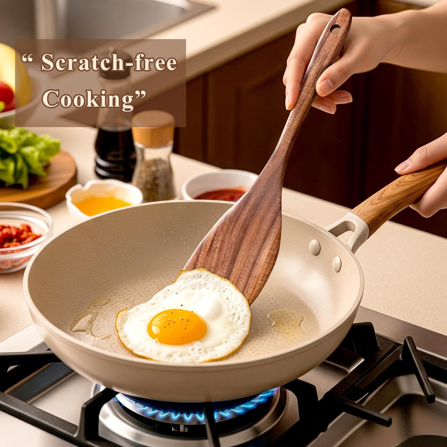 12 Pcs Nonstick Wooden Cooking Spoons