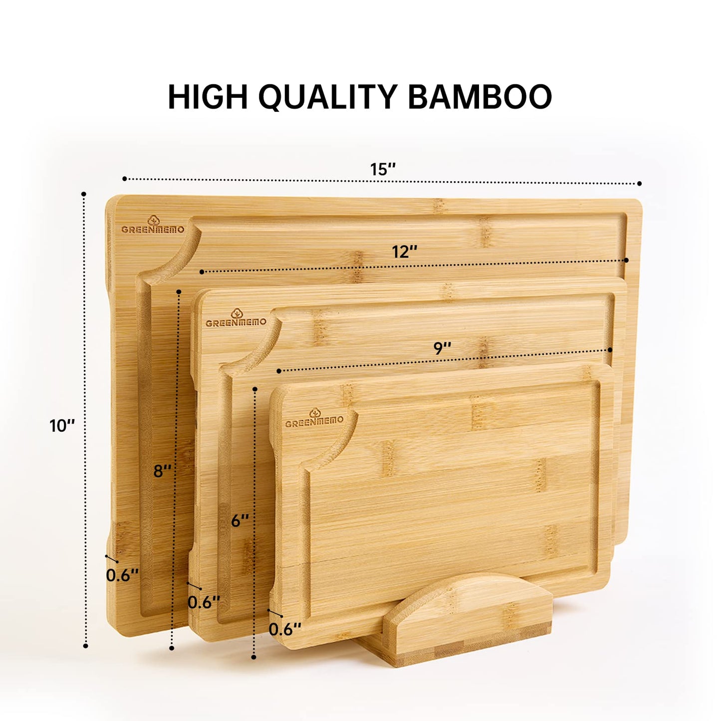 Bamboo Cutting Boards for Kitchen, Wood Cutting Board with Holder,