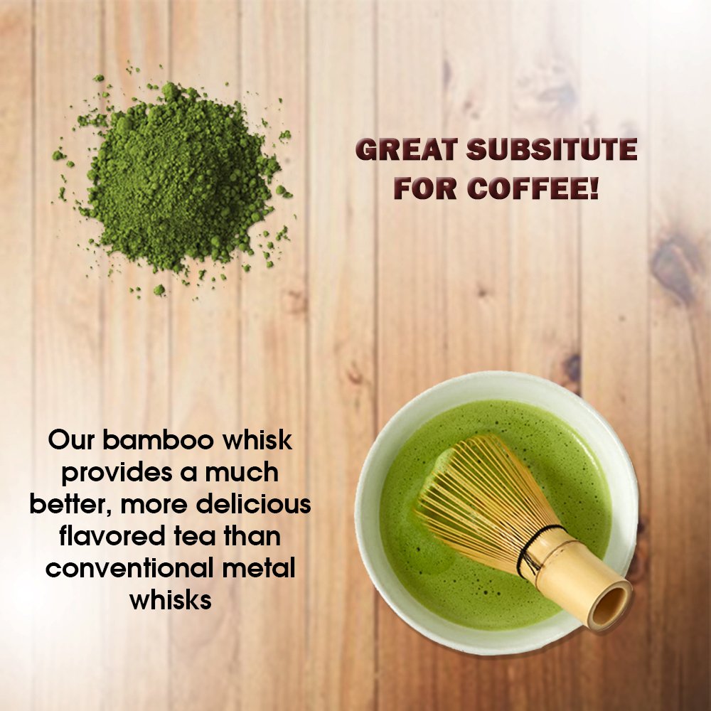 BambooWorx Matcha Whisk Set - (Chasen), Traditional Scoop (Chashaku), Tea Spoon.
