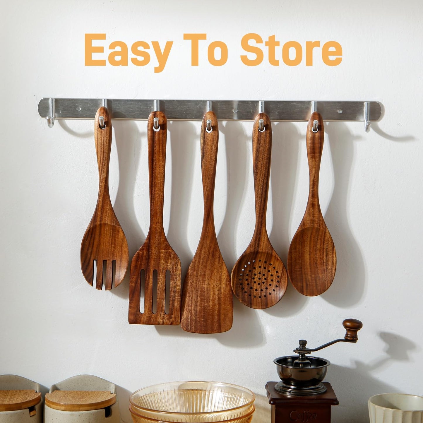 Yhendelion 5 Piece Wooden Spoons for Cooking - Natural Finish Wooden