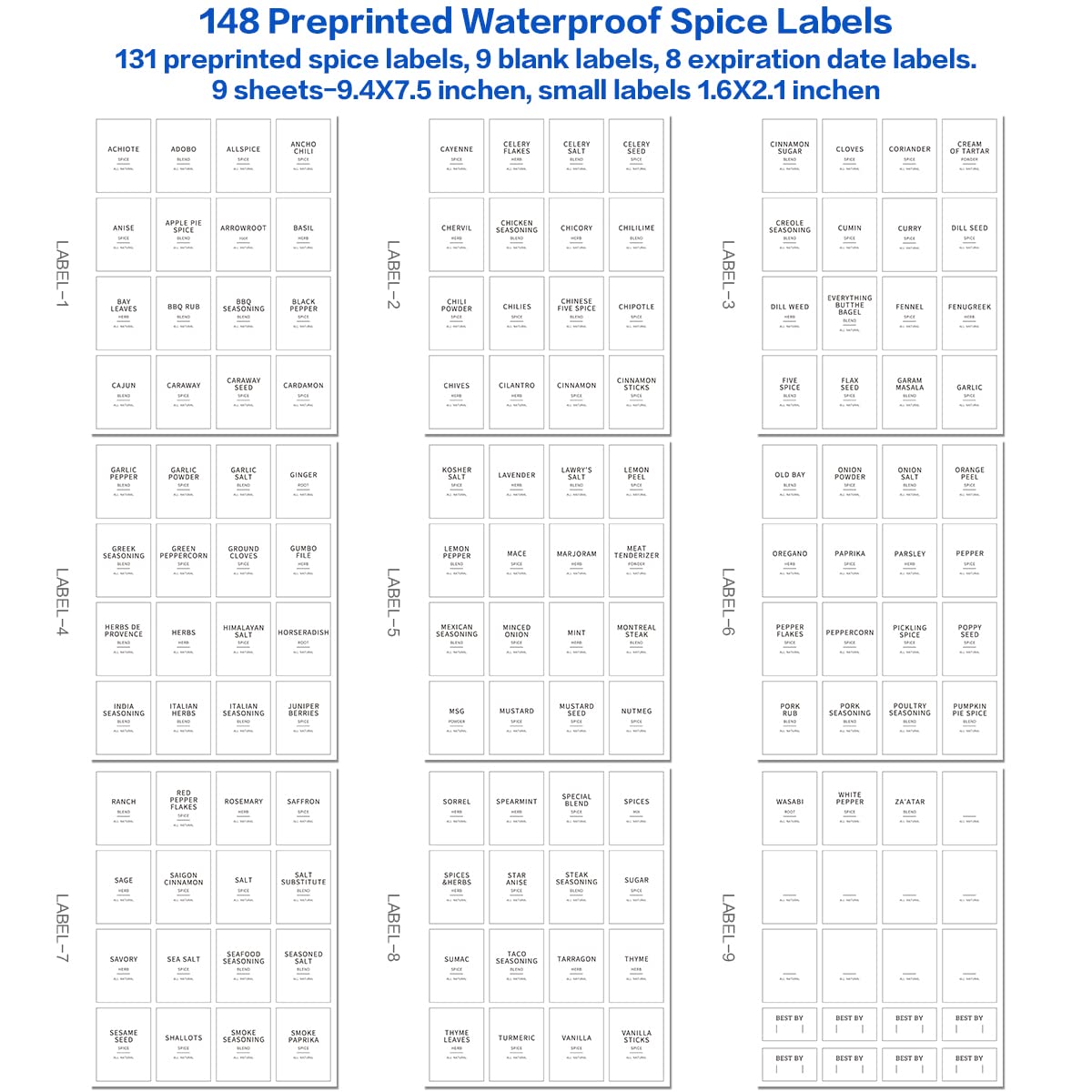 HHMJSM 6 Pcs Square Glass Jar with Bamboo Lid and Spoon