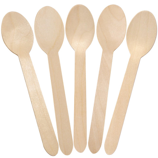 LotFancy Disposable Wooden Spoons, 100Pcs 6.25 inch
