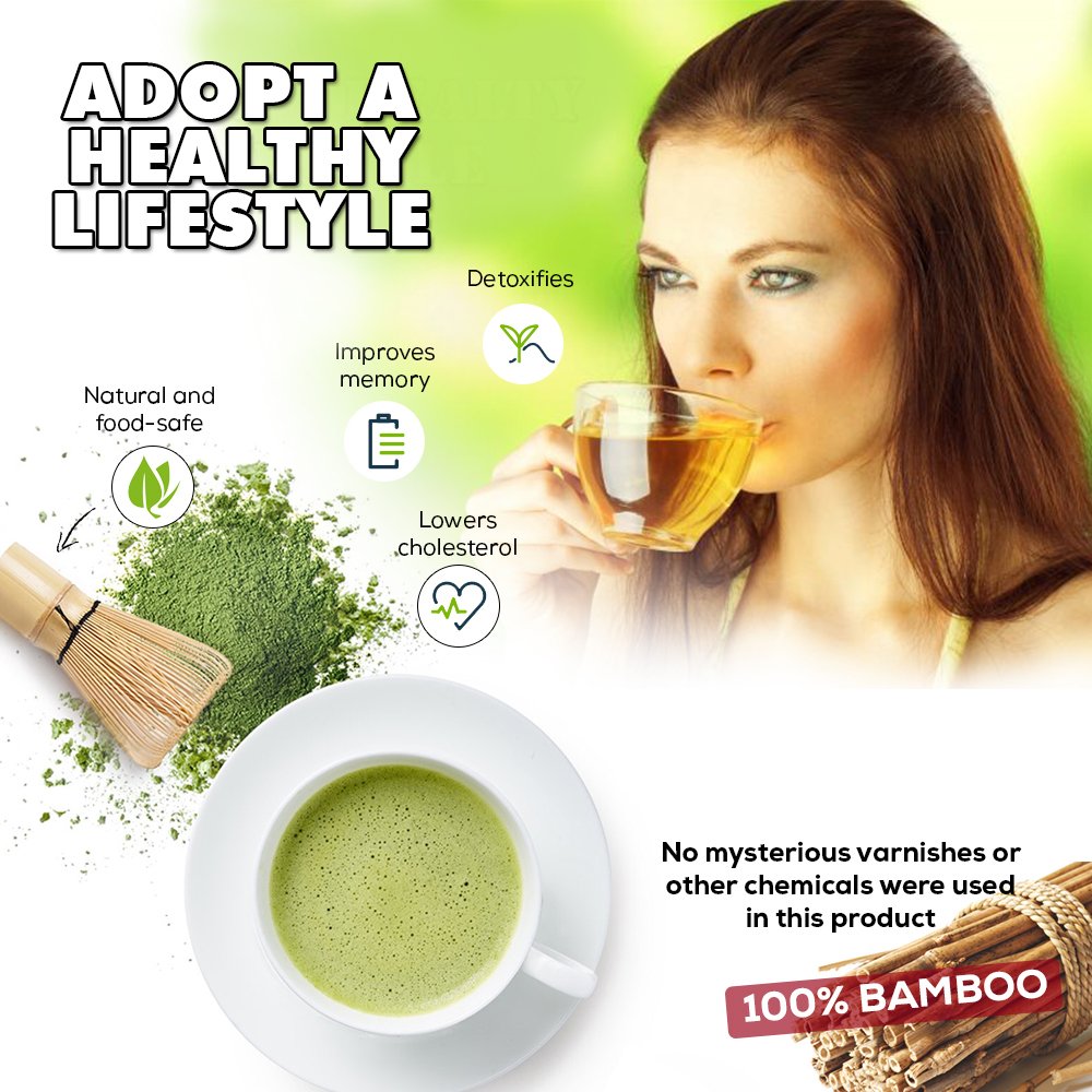 BambooWorx Matcha Whisk Set - (Chasen), Traditional Scoop (Chashaku), Tea Spoon.