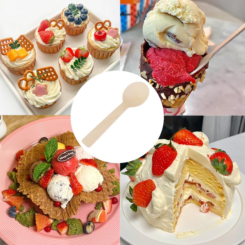 1000 Pcs mini wooden spoons 4-inch length,natural birch wood biodegradable