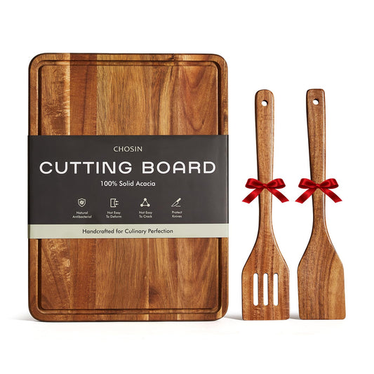 CHOSIN Wood Cutting Board, Acacia Chopping Board with Juice Groove - 16"x12"