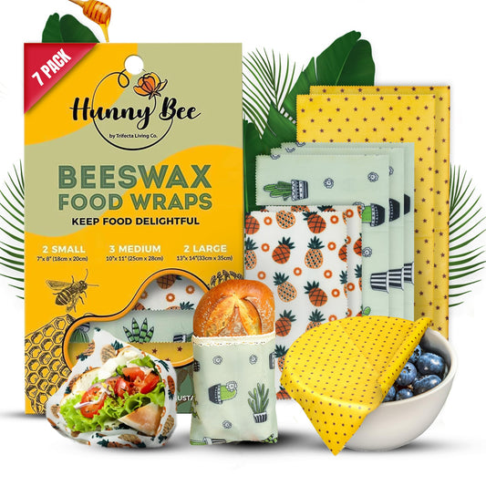 Trifecta Living Co. Versatile Beeswax Wraps,Set of 7-Fresh Food Keeper, Durable & Easily Cleaned, Sustainable