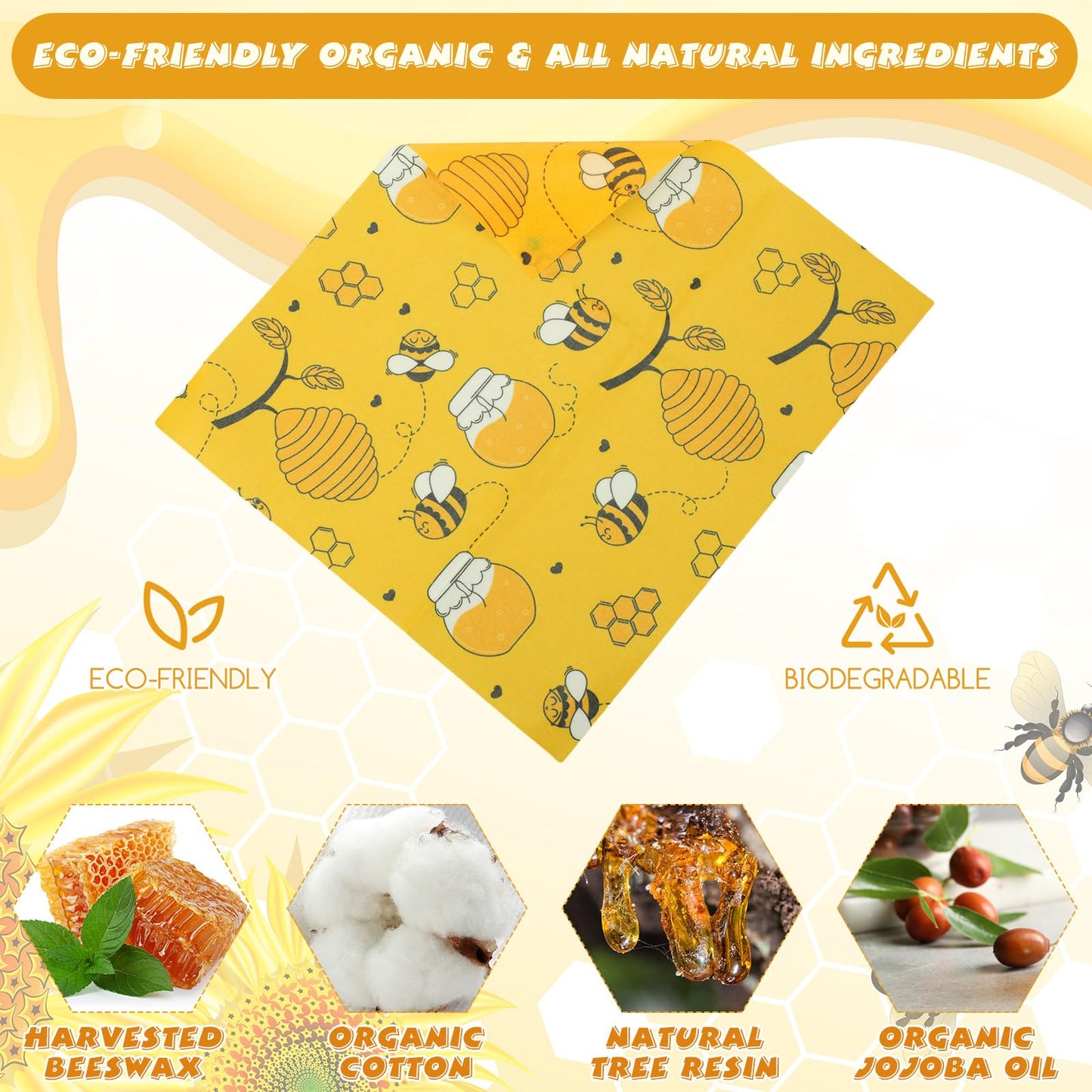 Tranqun 27 Pack Beeswax Wraps for Food Reusable Beeswax Assorted Bread Storage Wrap Fresh Food