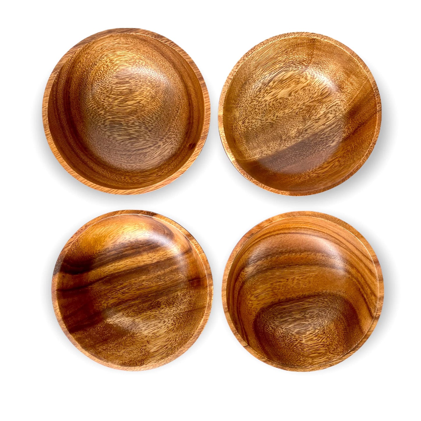 WRIGHTMART Acacia Wood Bowls, Set of 4,