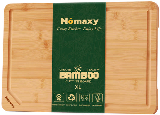Homaxy Extra Large Organic Bamboo Cutting Boards for Kitchen, 18"x12"
