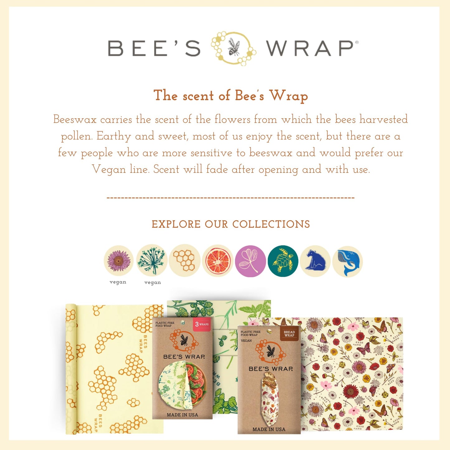 Bee's Wrap Beeswax Wraps for Food - Made in USA Reusable