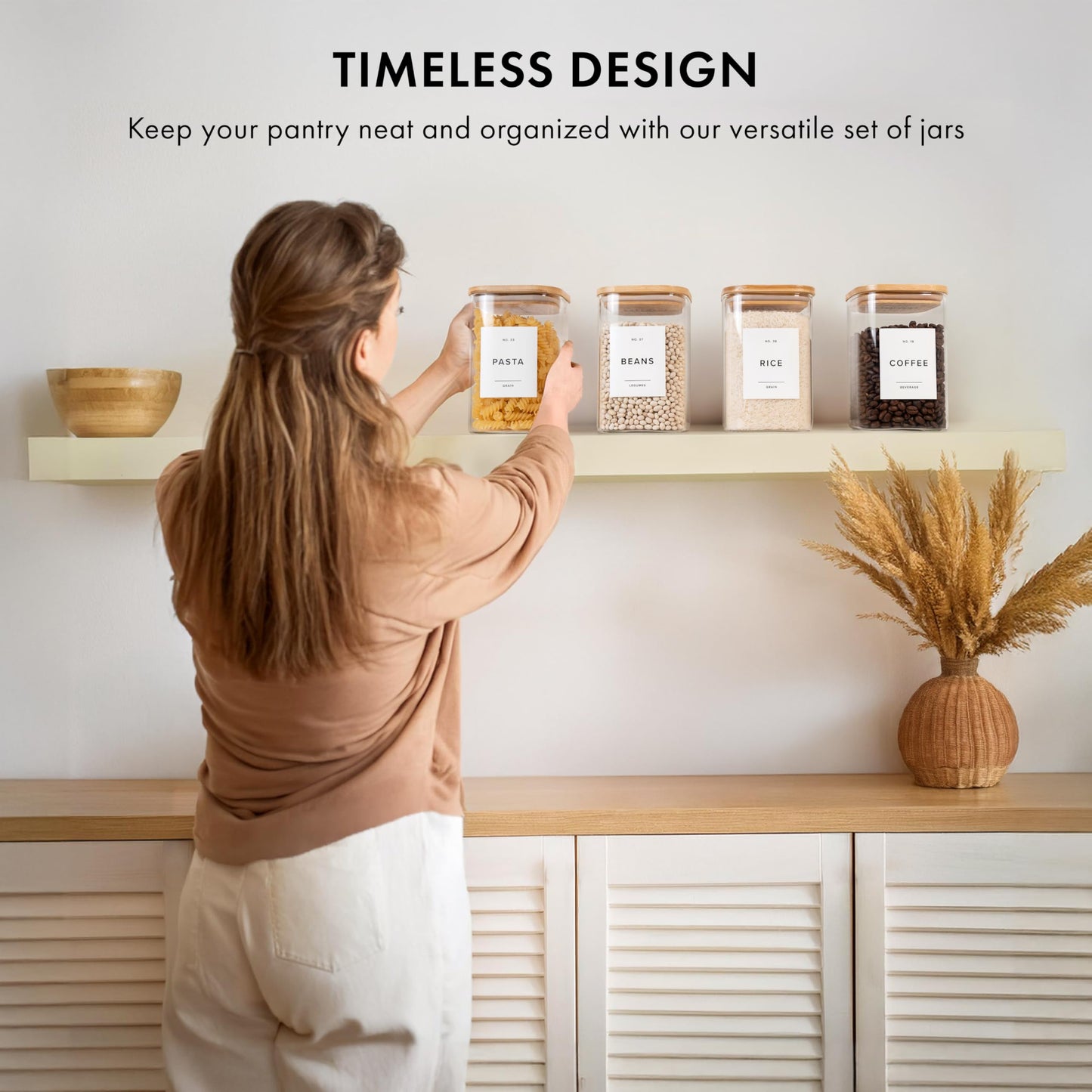 EDELHAUS Glass Storage Containers with Bamboo Lids