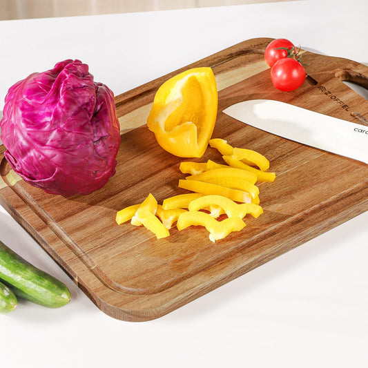 Acacia Wood Cutting Board Set of 3 Size with Holder,