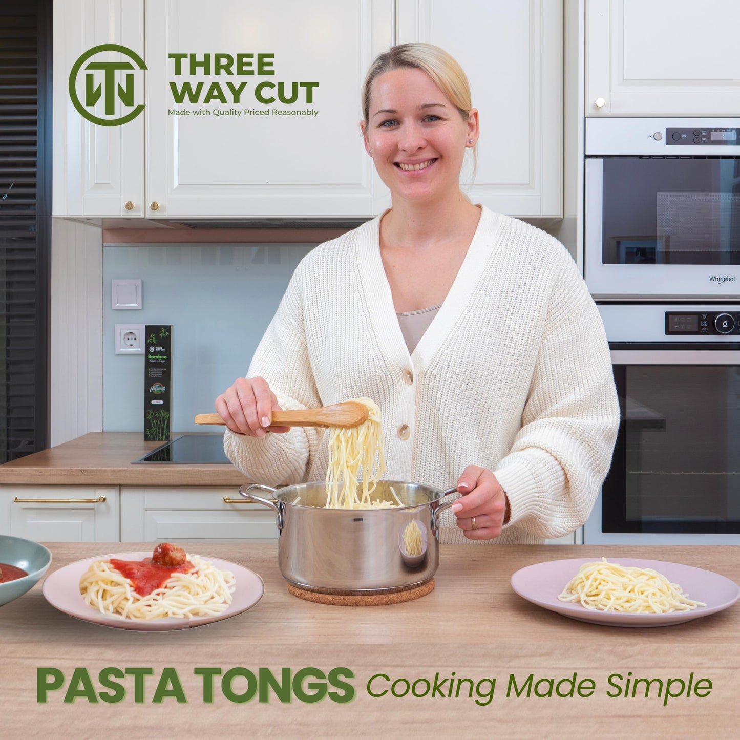 Natural Wooden Tongs For Cooking & Serving Food