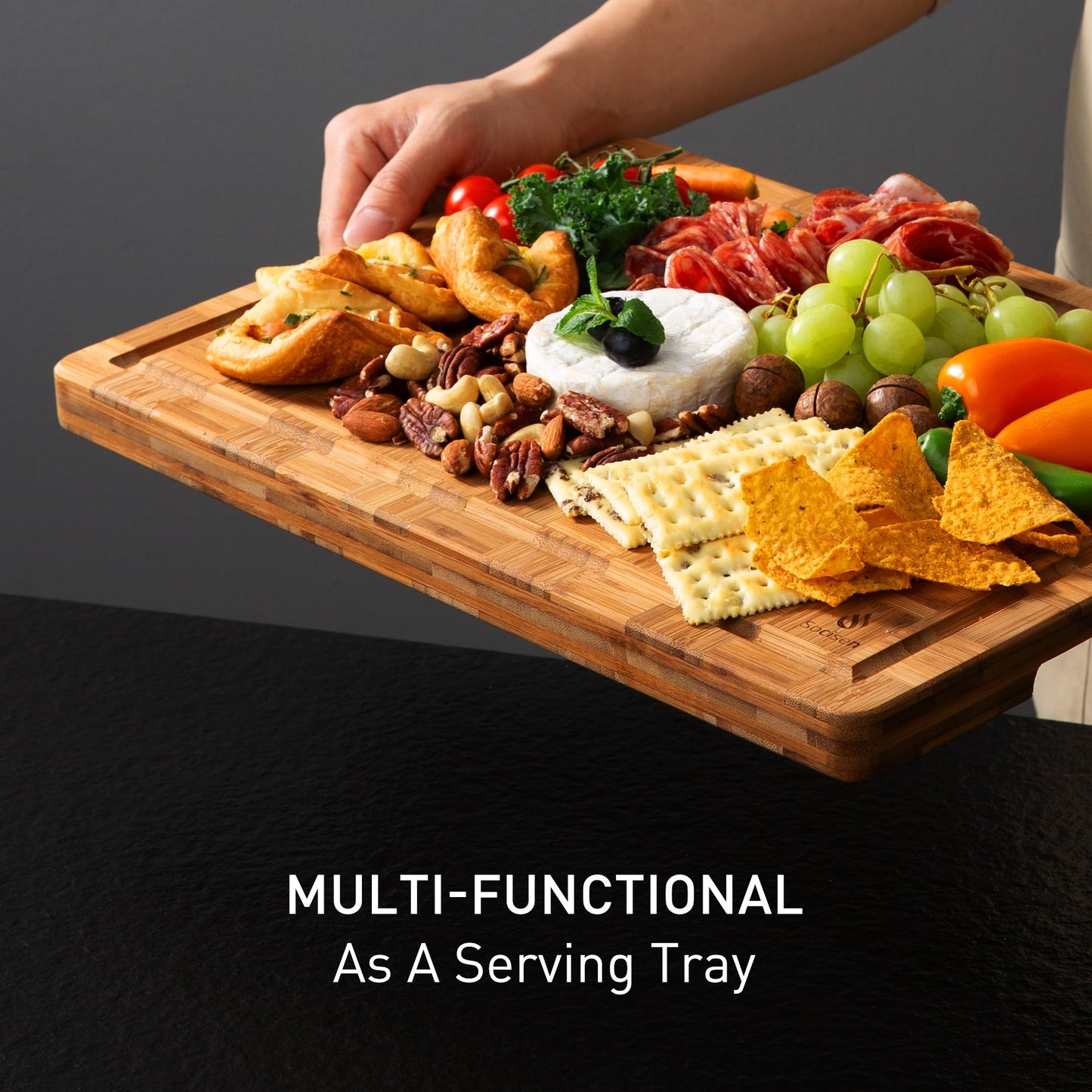 3 Pack Heavy Duty Bamboo Cutting Board Set Non Toxic