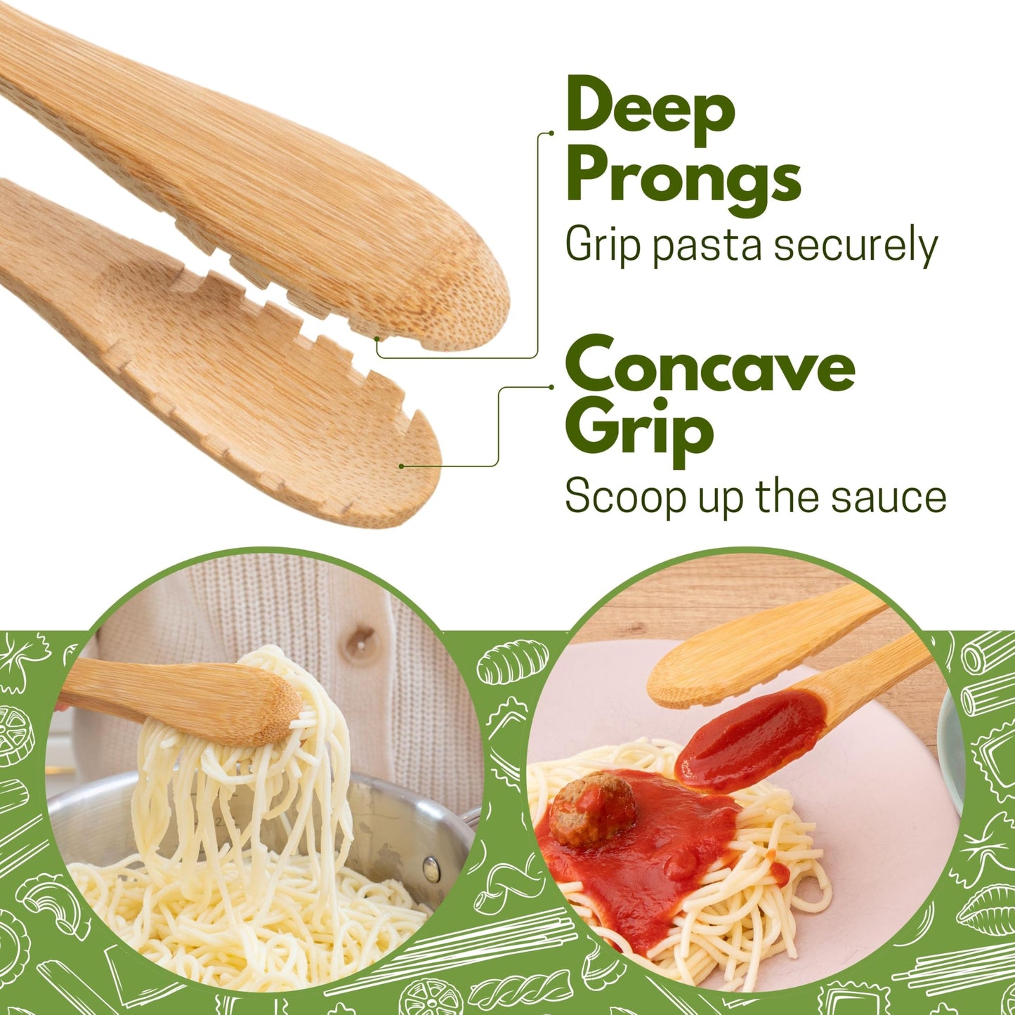 Natural Wooden Tongs For Cooking & Serving Food