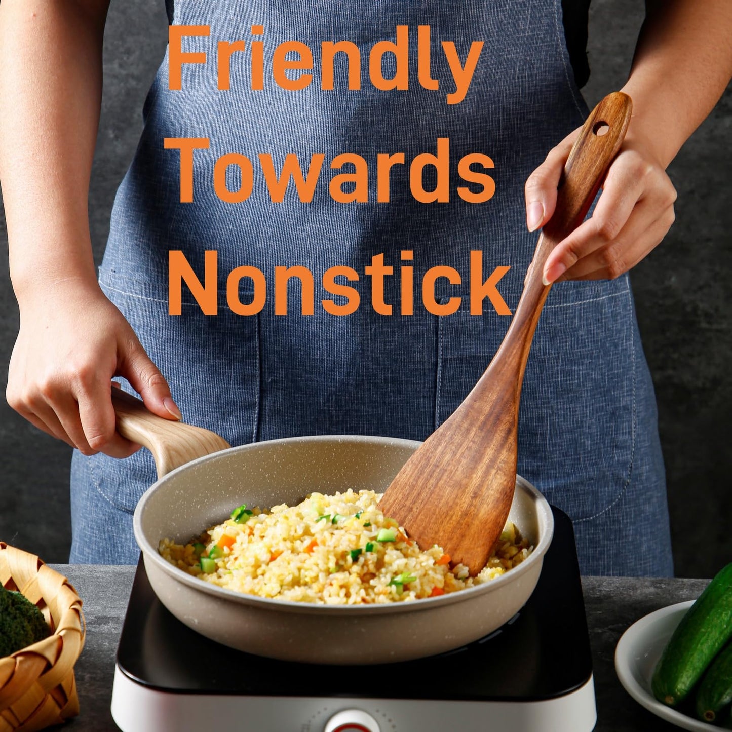 Yhendelion 5 Piece Wooden Spoons for Cooking - Natural Finish Wooden