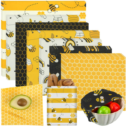 Tranqun 27 Pack Beeswax Wraps for Food Reusable Beeswax Assorted Bread Storage Wrap Fresh Food