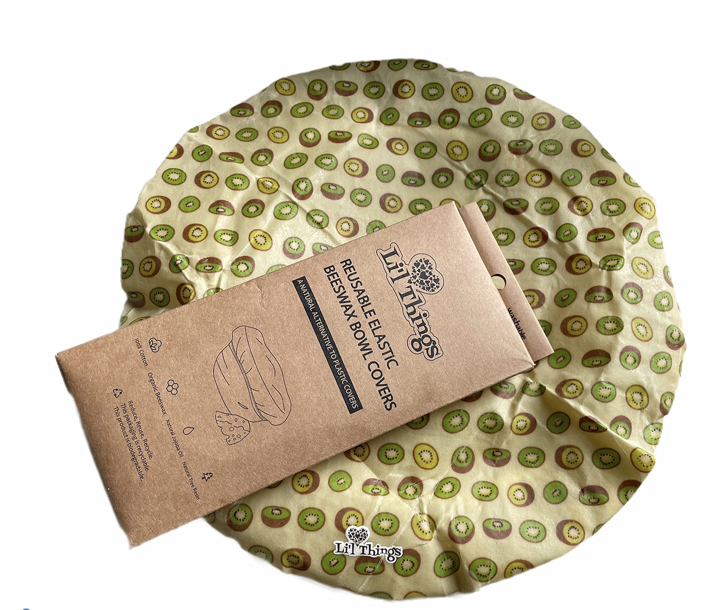Li'l Things Beeswax Bowl Covers – Reusable Food Wrap Set of 5 | Eco-Friendly, Sustainable, Washable & Breathable Covers