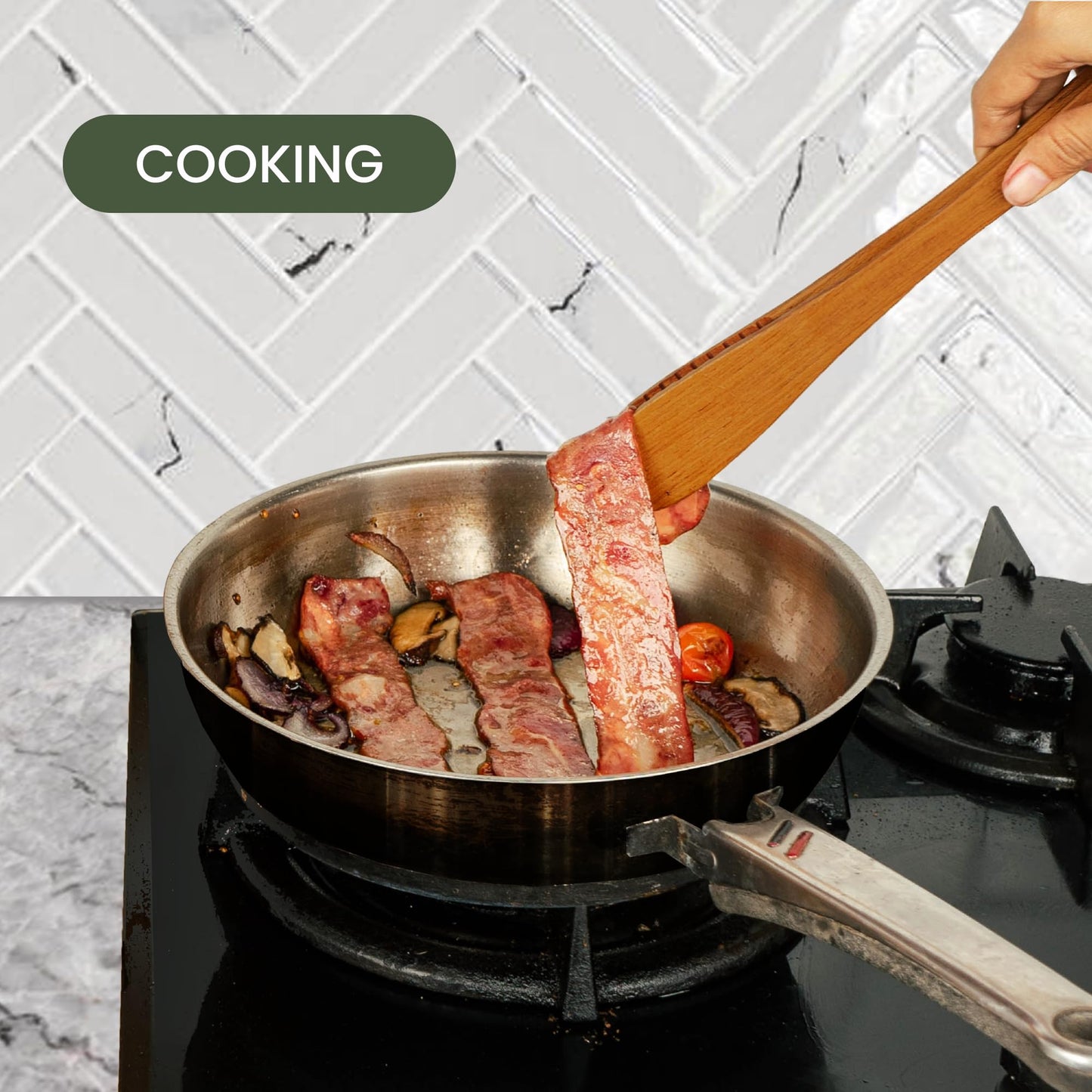 Teak Wood Tongs for Cooking & Salad Serving