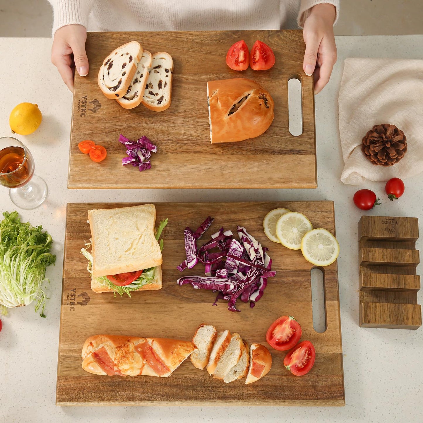 Wood Cutting Boards Set of 3 PCS for Kitchen,