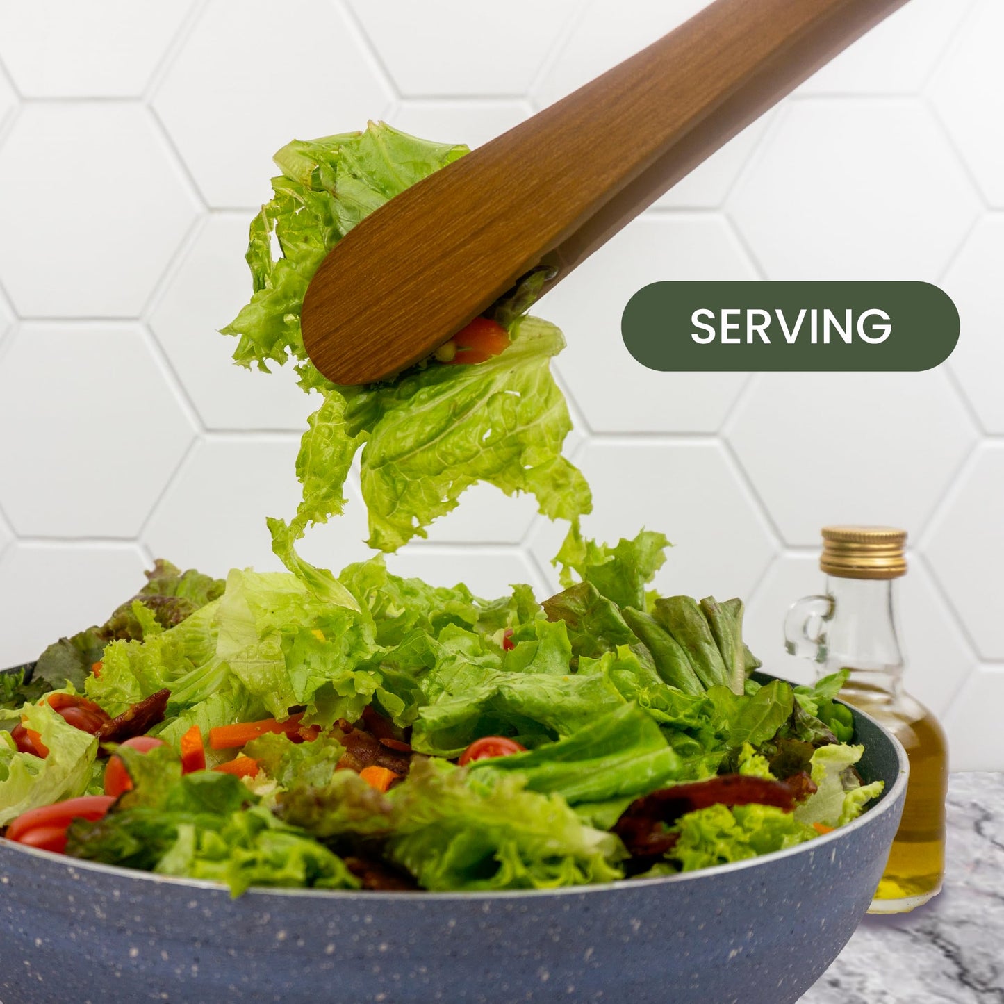 Teak Wood Tongs for Cooking & Salad Serving