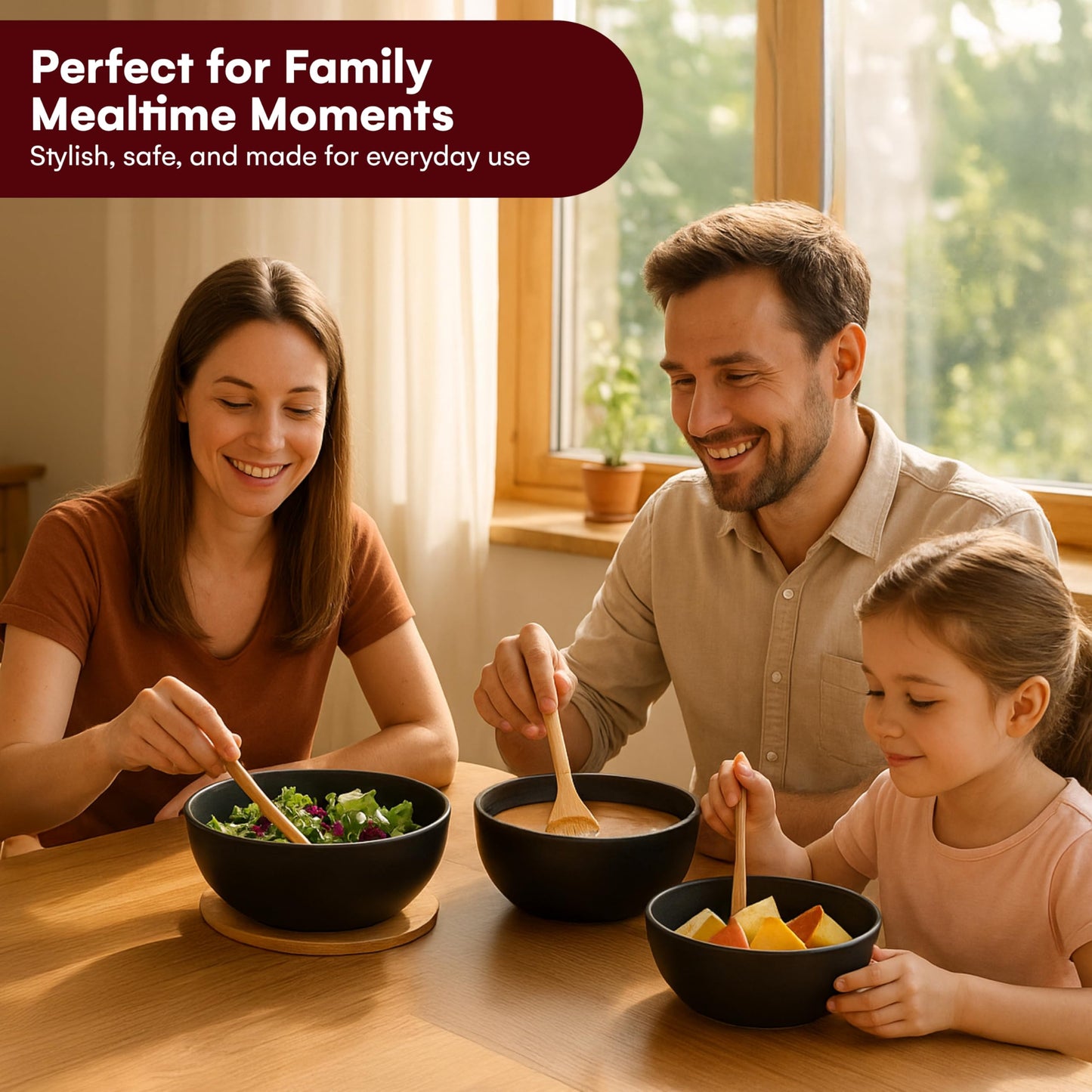 Vdomus Salad Serving Bowls with Lidand Spoons - Set of 3