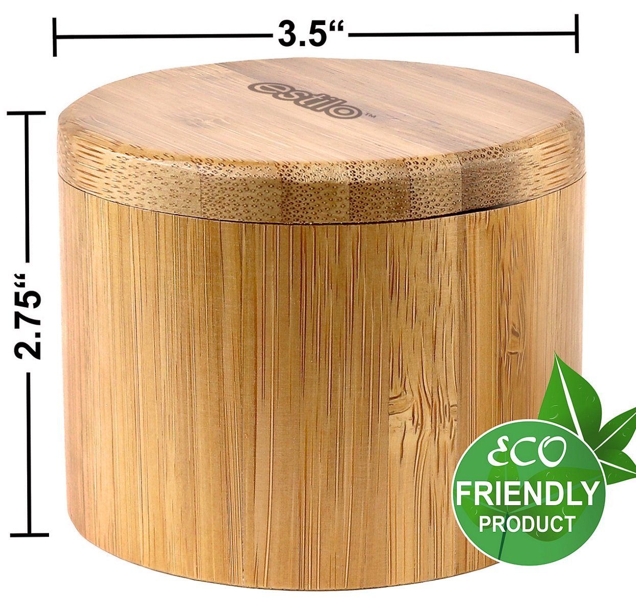 Estilo 2 pc Premium Bamboo Salt and Pepper Bowls,