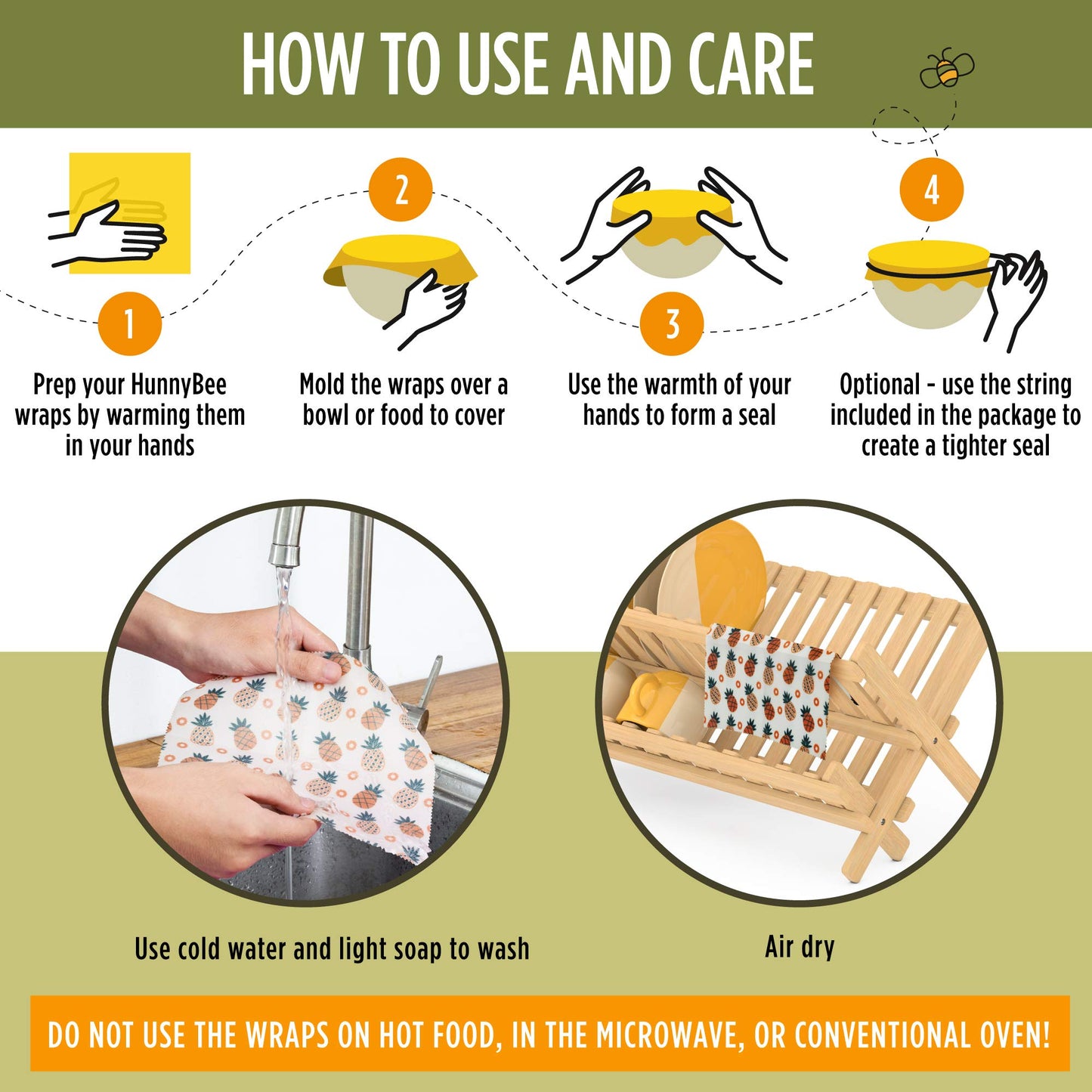 Trifecta Living Co. Versatile Beeswax Wraps,Set of 7-Fresh Food Keeper, Durable & Easily Cleaned, Sustainable