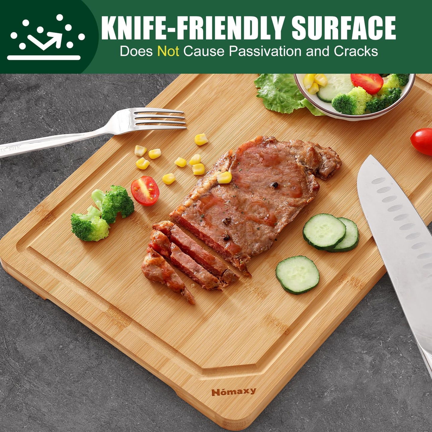 Homaxy Extra Large Organic Bamboo Cutting Boards for Kitchen, 18"x12"