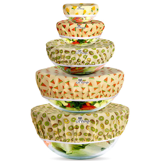 Li'l Things Beeswax Bowl Covers – Reusable Food Wrap Set of 5 | Eco-Friendly, Sustainable, Washable & Breathable Covers