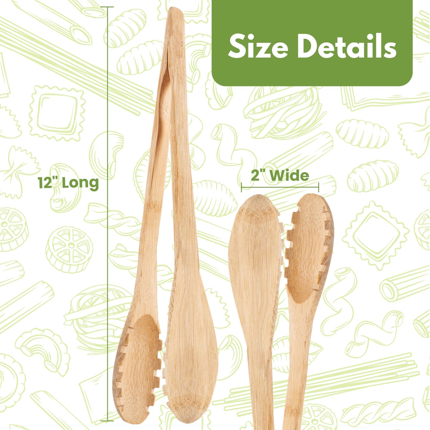 Natural Wooden Tongs For Cooking & Serving Food