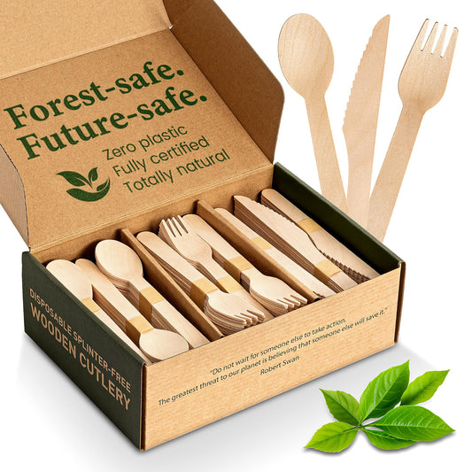 Disposable Wooden Spoon Set - 300 Count