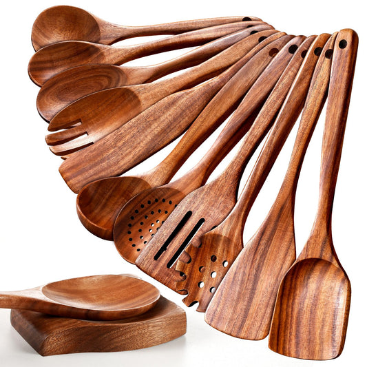 12 Pcs Nonstick Wooden Cooking Spoons
