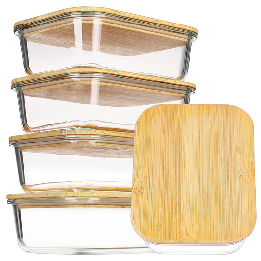Vtopmart 5 Pack 35oz Glass Containers with Bamboo Lids,