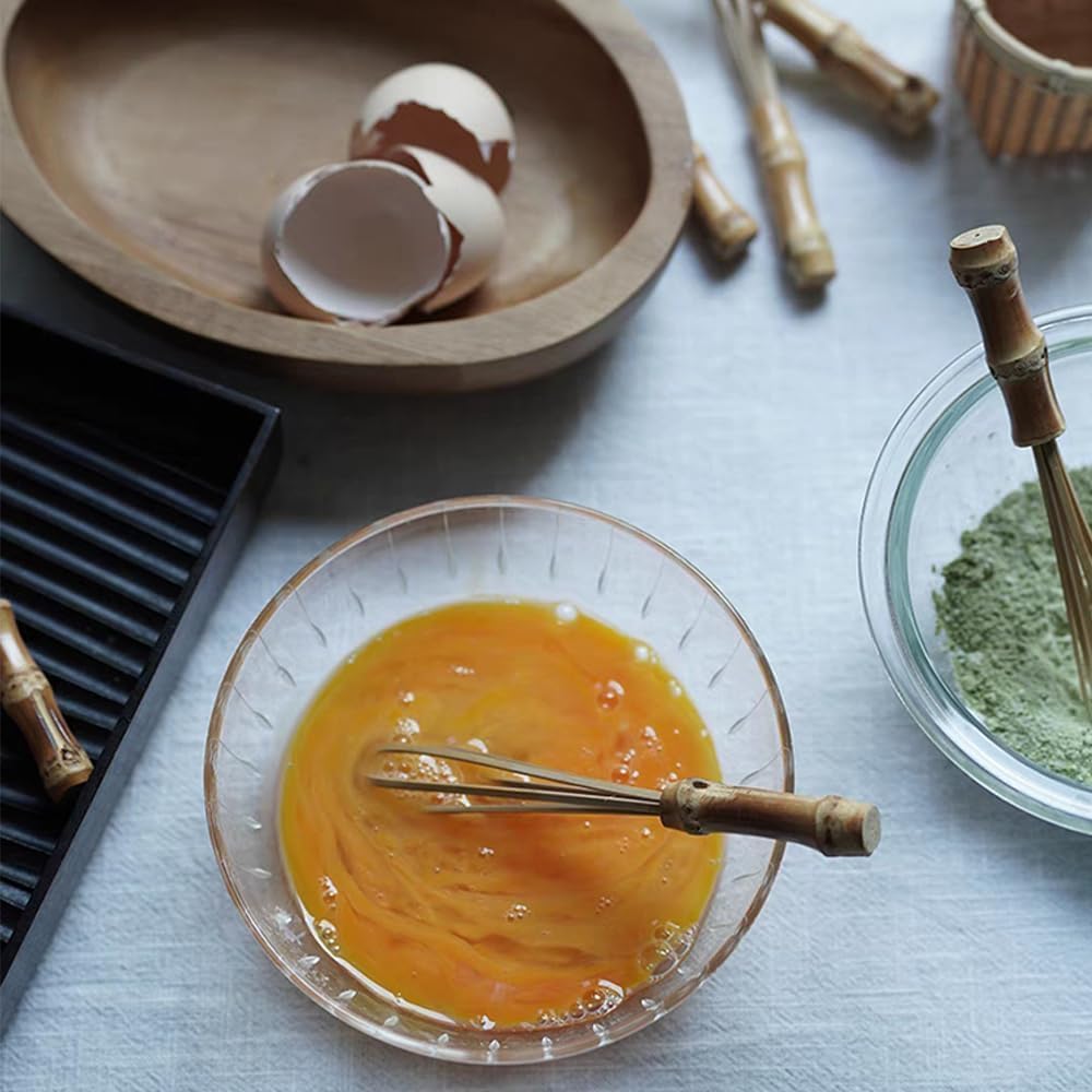 Handmade Wood Whisks for Cooking - 5.7In Natural Bamboo Whisk,