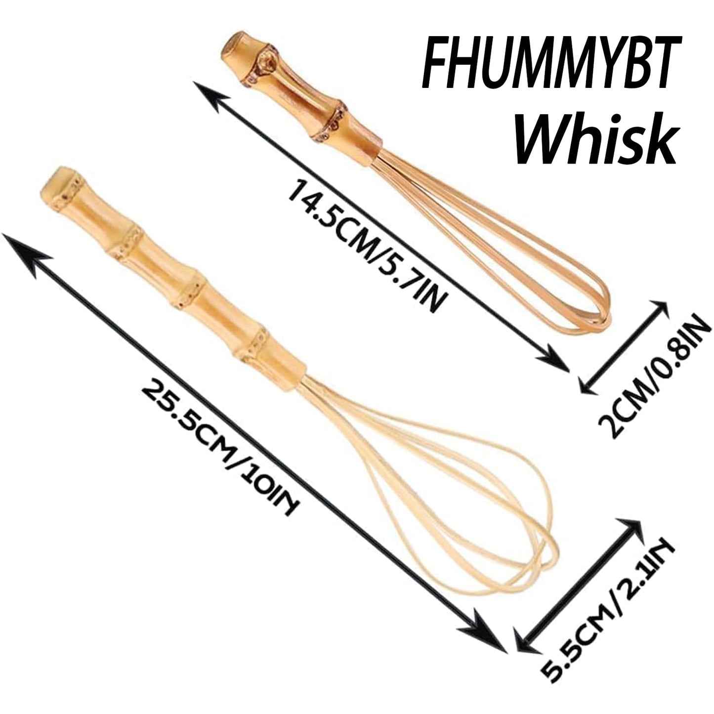 Handmade Wood Whisks for Cooking - 5.7In Natural Bamboo Whisk,